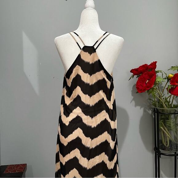 NEW Amber Blue Two Tone Contrast Striped Hi Lo Spaghetti Strap Maxi Dress S NWT - Picture 4 of 15